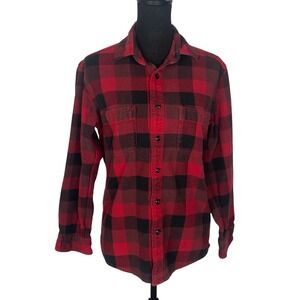 AUTHENTIC FLANNEL Men Plaid Shirt Button‎ Down Long Sleeve Sz M Red Farmer 50-11